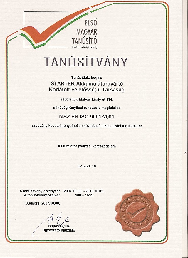 MSZ EN ISO 9001:2001